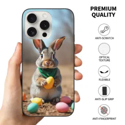 Coque pour iPhone 15/Pro/Max sur le thème des lapins et de la prairie - OKOMALL