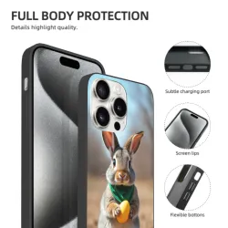 Coque pour iPhone 15/Pro/Max sur le thème des lapins et de la prairie - OKOMALL