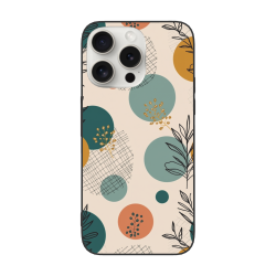 藝趣森林 iPhone 15/Pro/Max 手机殼 - 抽象葉片與圓點圖案
