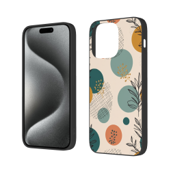 藝趣森林 iPhone 15/Pro/Max 手机殼 - 抽象葉片與圓點圖案