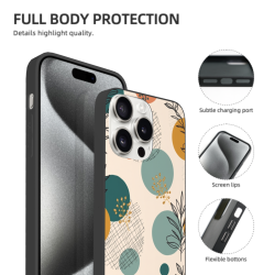 艺趣森林 iPhone 15/Pro/Max 手机壳 - 抽象叶片与圆点图案