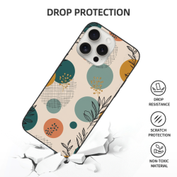 藝趣森林 iPhone 15/Pro/Max 手机殼 - 抽象葉片與圓點圖案