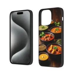 Custodia per iPhone 15/Pro/Max con motivo di cibo indiano al curry - OKOMALL