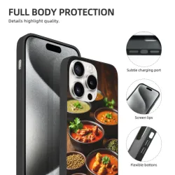 Custodia per iPhone 15/Pro/Max con motivo di cibo indiano al curry - OKOMALL