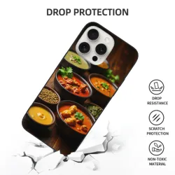 Custodia per iPhone 15/Pro/Max con motivo di cibo indiano al curry - OKOMALL