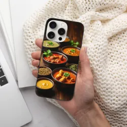 Custodia per iPhone 15/Pro/Max con motivo di cibo indiano al curry - OKOMALL